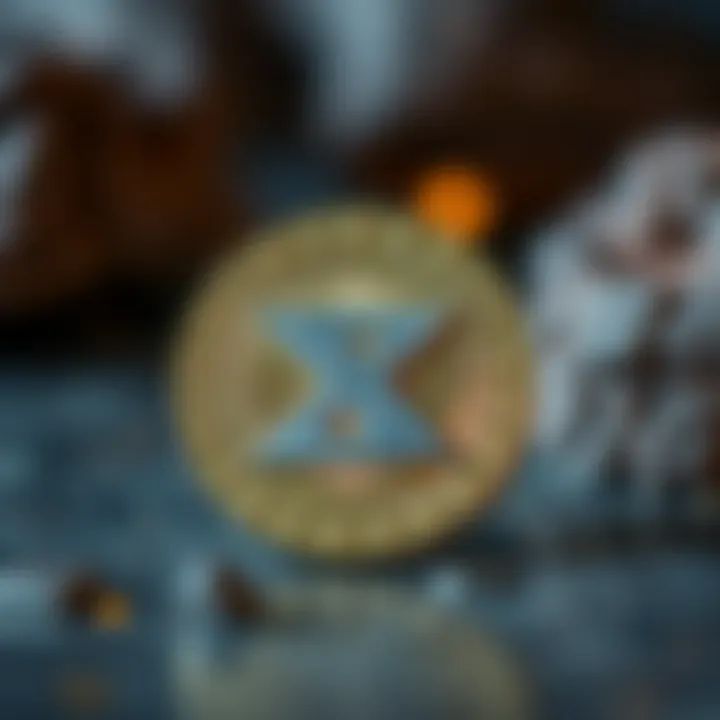 A modern cryptocurrency coin with mithril symbolism