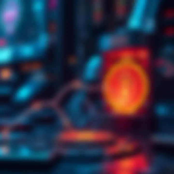 Blockchain and Digital Art Integration Conceptual illustration of blockchain technology integrating with digital art