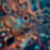 Abstract representation of encryption art merging technology and creativity