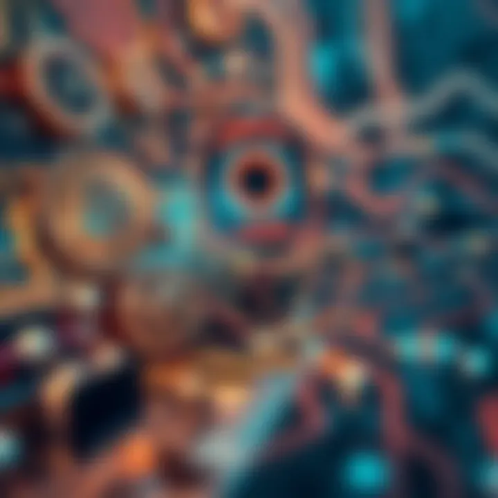 The Fusion of Technology and Creativity in Encryption Art Abstract representation of encryption art merging technology and creativity