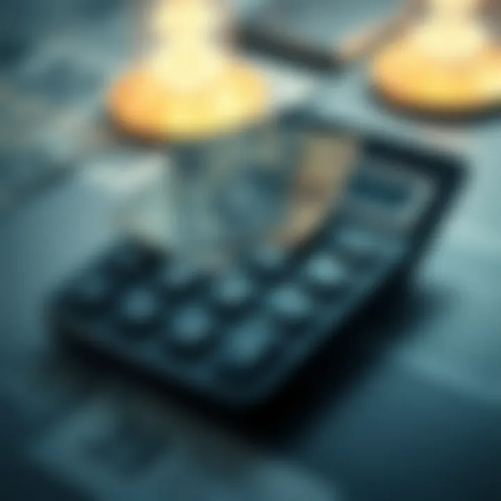 Calculating Currency Value Calculator with currencies representing financial calculations