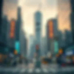 A modern financial district representing innovation