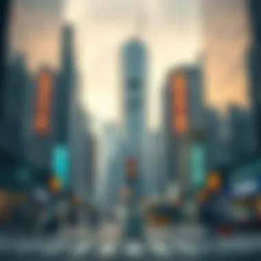 A modern financial district representing innovation