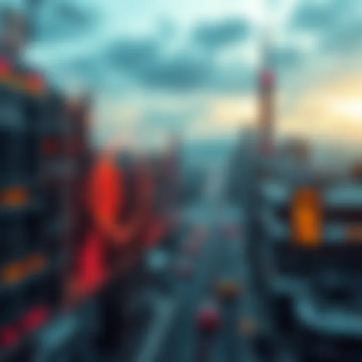 Future of Data Utilization and Blockchain Technology Futuristic depiction of data utilization and blockchain technology's potential