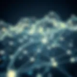 An abstract representation of the Lightning Network connecting nodes.