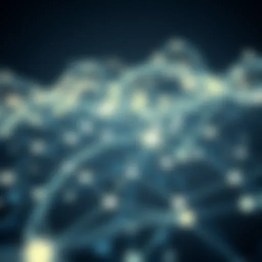 An abstract representation of the Lightning Network connecting nodes.