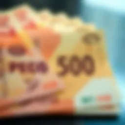 Detailed view of Philippine Peso notes
