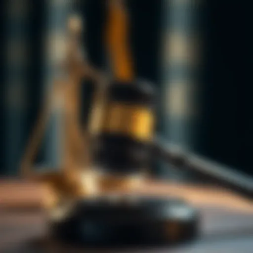 A gavel striking down symbolizing a legal decision in cryptocurrency.