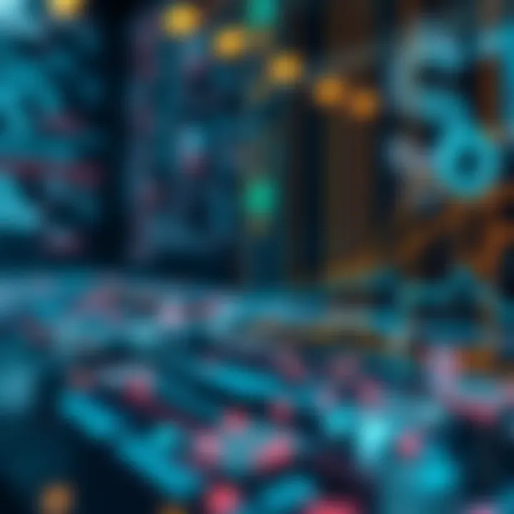 A conceptual image of smart contracts executing in a digital environment